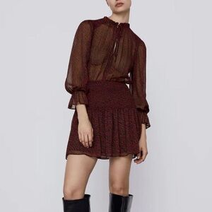 Zara Sheer Drop Waist Zebra Dress